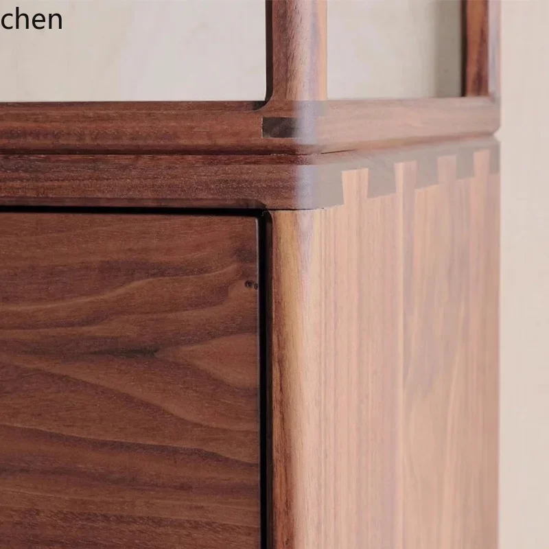 Gz-3 Solid Wood Side Cabinet Six-Drawer Cabinet Living Room Storage Drawer Cabinet Black Walnut High-End