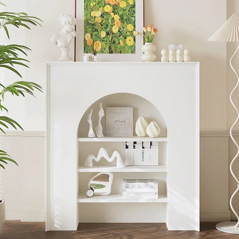 

Faux cheminée simple blanc crème, armoire latérale décorative, étagère d'entrée, porche, vitrine, mur de fond de photographie