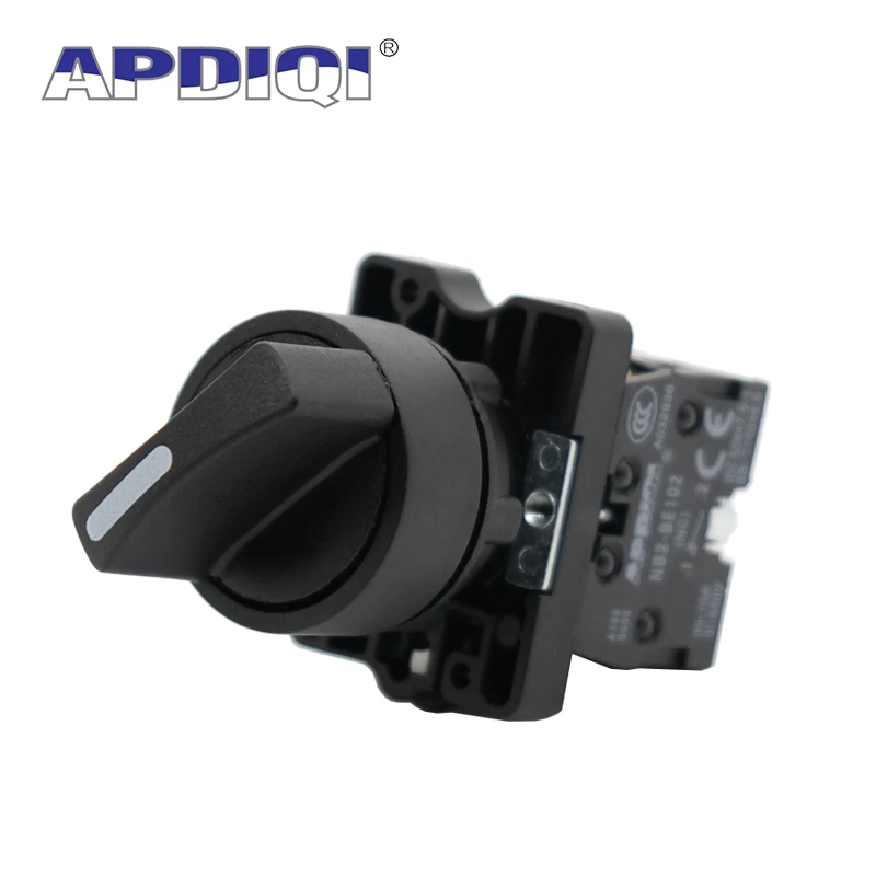 1Pcs APDIQI XB2 2 Gear 3 Position Plastic Knob Self Locking Reset Selector Long Standard Handle Push Button Switch 22mm ED33