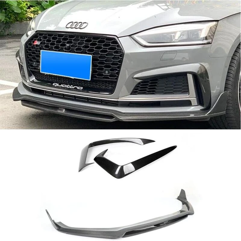 

For Audi A5 S Line S5 B9 2017-2020 Real Carbon Fiber Front Lip Kit Spoiler High Quality Refits Wind Knfe Tuyere Cover Splitters