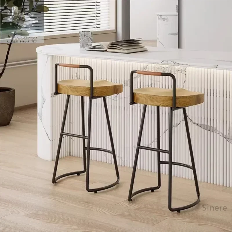 

MOMO Bar stool modern simple leisure bar coffee milk tea high stool chairs Scandinavian solid wood home dining stools chairs