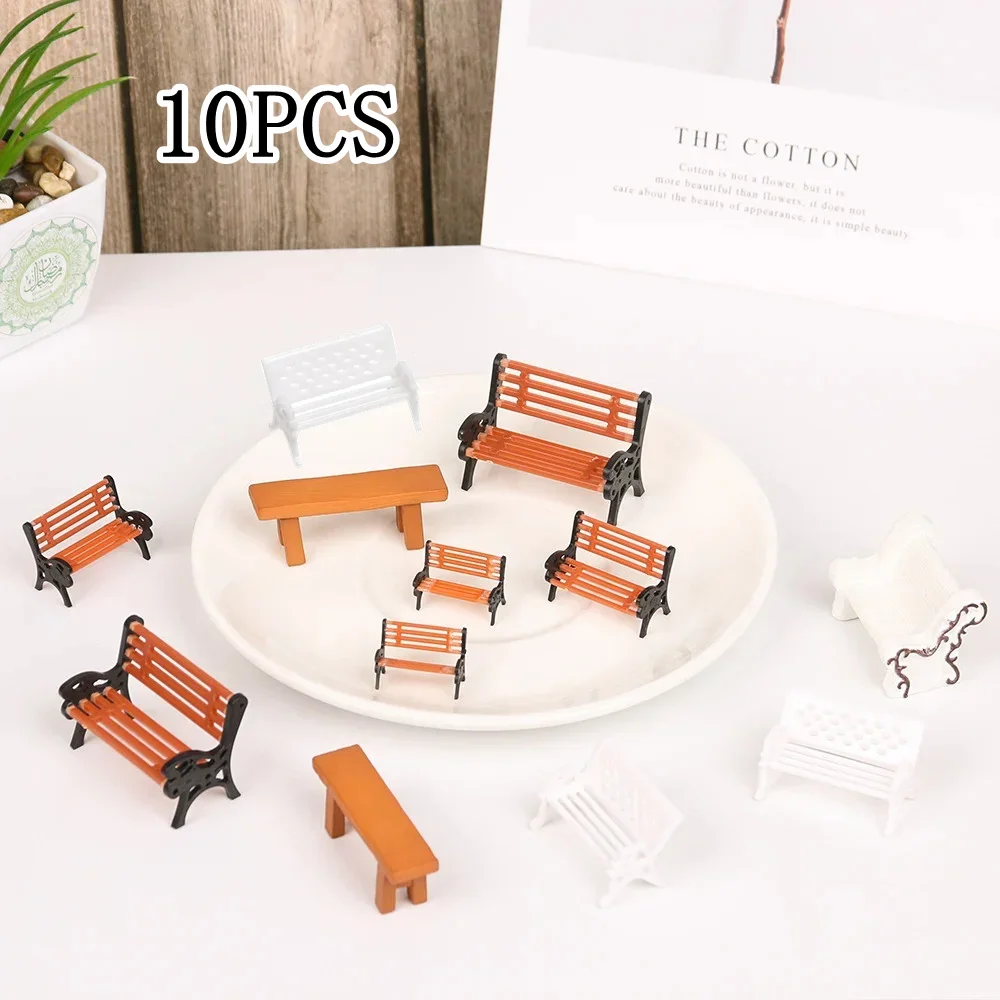 10/2PC New Mini Bench Stools Micro Landscapes Creative Crafts Succulents Bonsai Doll House Fairy Garden Courtyard Home Decor