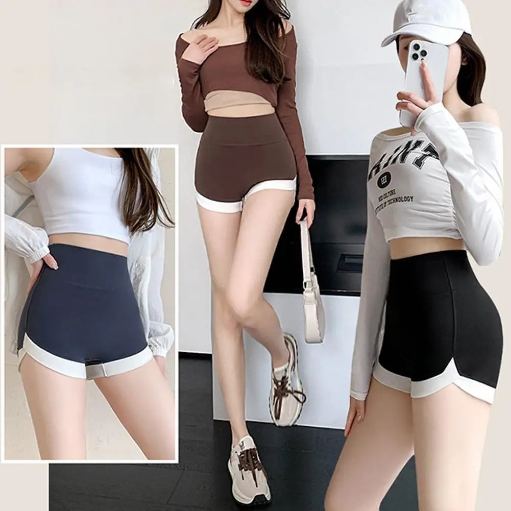 Two-tone Sports Shorts For Women For Summer Wear, High Waist, Tummy-lifting And Hip-lifting Yoga Shorts P4b4