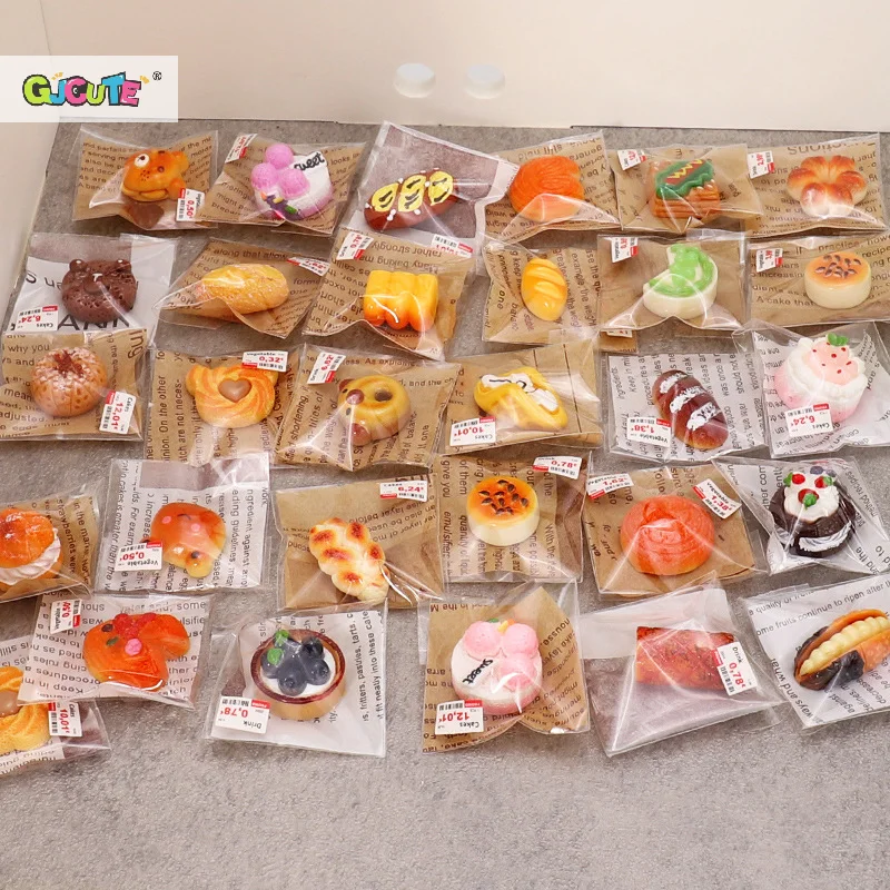 5Pcs 1/12 Dollhouse Simulation Individual Packaged Cake Bread Biscuit Miniature Food Dessert Model DecorDolls House Accessories