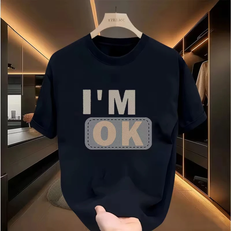 

Trendy letter Print T-shirt Men's Cotton Breathable Sweat Absorbing Top Sportswear New tees Streetwear Oversized Casual Clothing