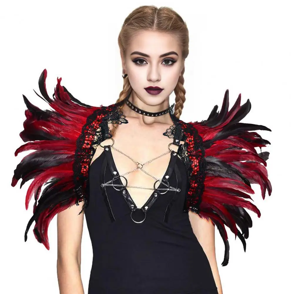 Gothic Stil Feder Schal Nachahmung Feder Gefälschte Kragen Band Kragen Leistung Feder Schal Schal Halloween Cosplay Kragen