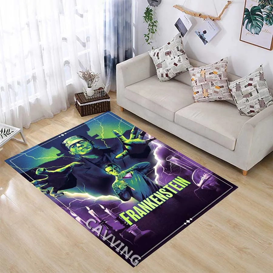 Frankenstein 3D Printed Carpet Flannel Rugs Anti-slip Large Rug Home Decoration for Living Room Bedroom Home Decor   K02