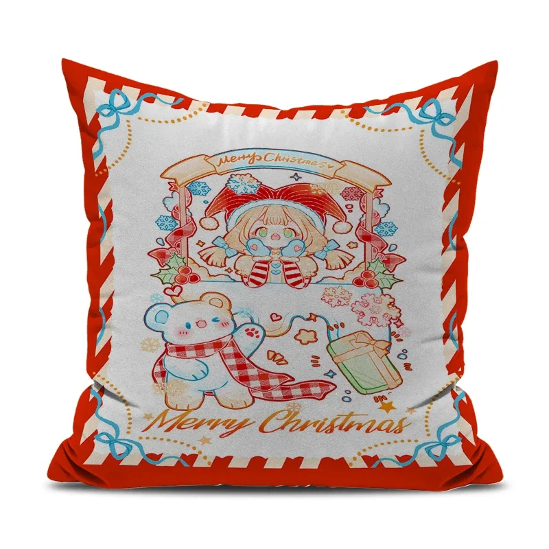 Merry Christmas Decorative Pillowcases for Pillows 45x45 Cushions Home Decor Anime Pillow Cover Pillowcase Pilow Cases Sofa Body