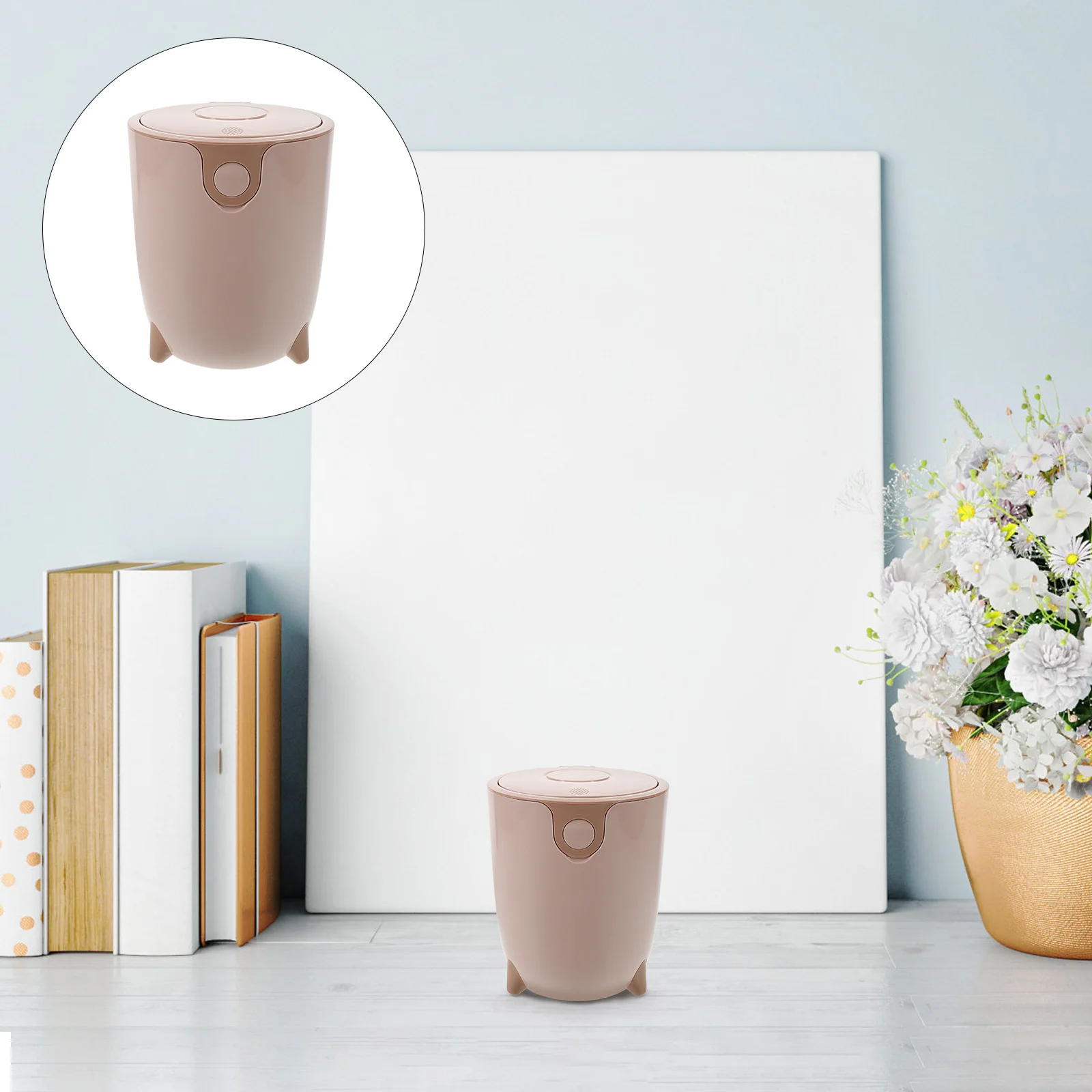 

Compact Desktop Trash Can Lid Home Office Bedroom Living Room Bathroom Kitchen Stylish Waste Bin Trash Cans for Bathroom