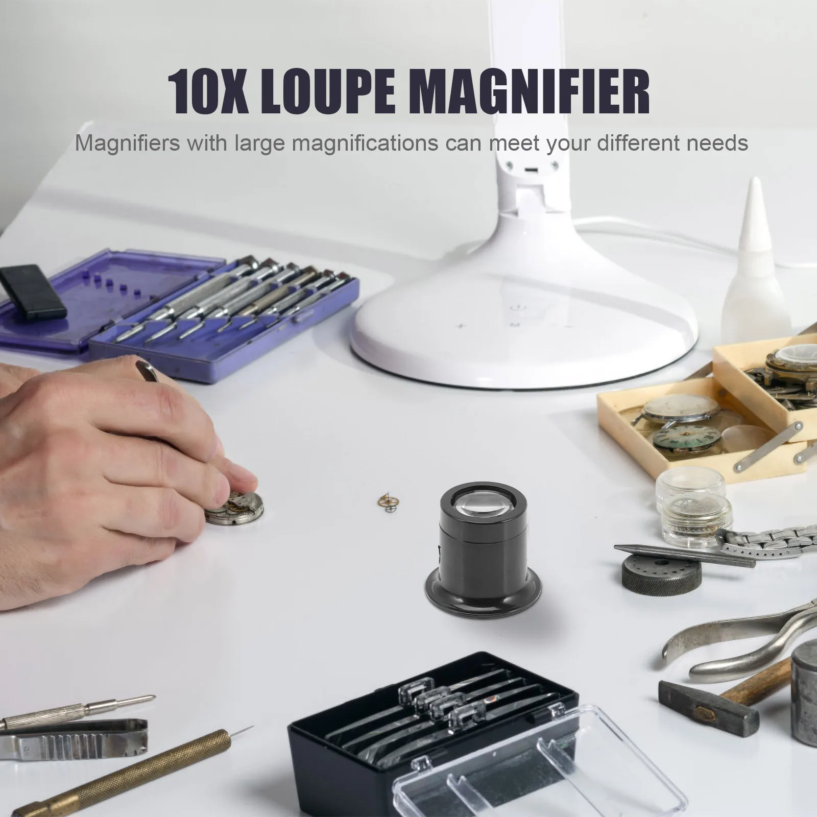 

4Pcs Resin Loupe Magnifier 10X for Watch Repair Supplies Portable Jewelers Loupe for Detailed Inspection of Coins Stamps and