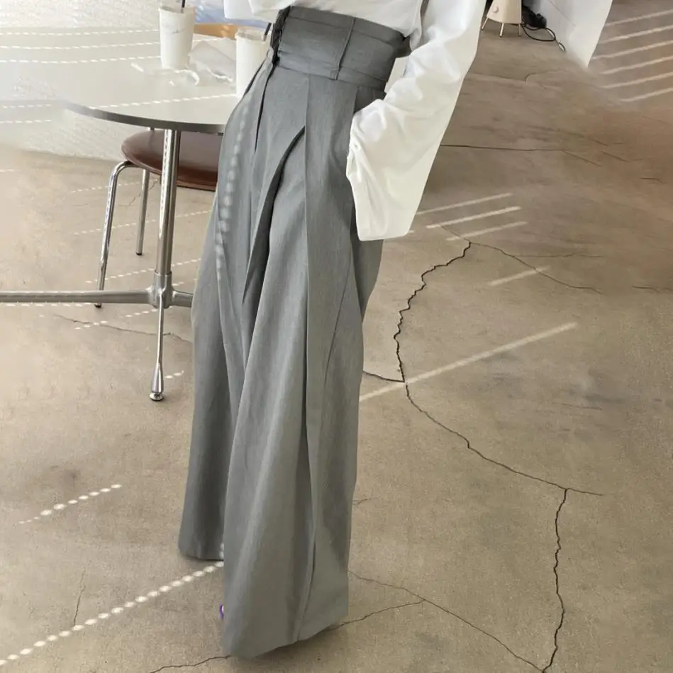 Women's Solid Color High Waist Wide Leg Trousers Pleats Oversized Balloon Silhouette Stylish Avant Garde Casual & Office Pants
