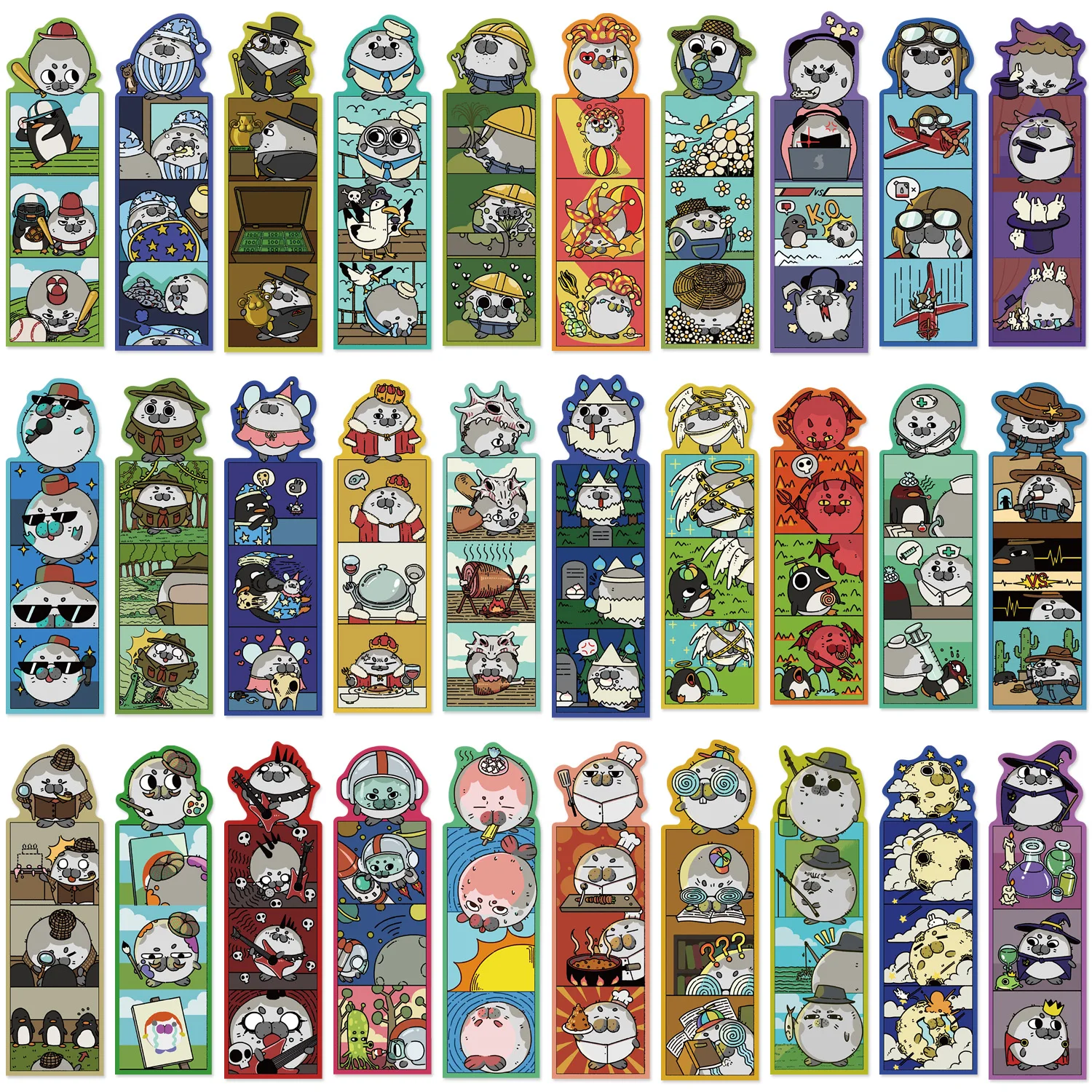 30PCS Pack Cute Seal Cartoon Bookmarks for Fun Book Marks for Student Classroom Rewards Birthday Gift Bulk Supplies for Teachers