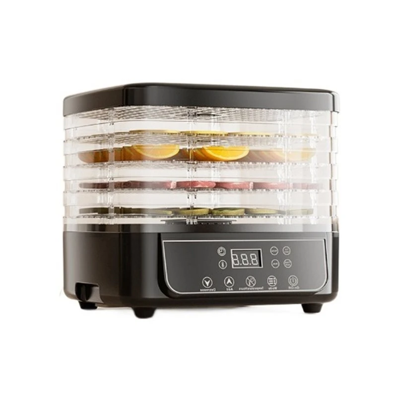 AC93-5-Tier Transparent Food Dehydrator With Adjustable Timer & Temperature For Fruits Vegetables Herbs Meat Jerky EU Plug