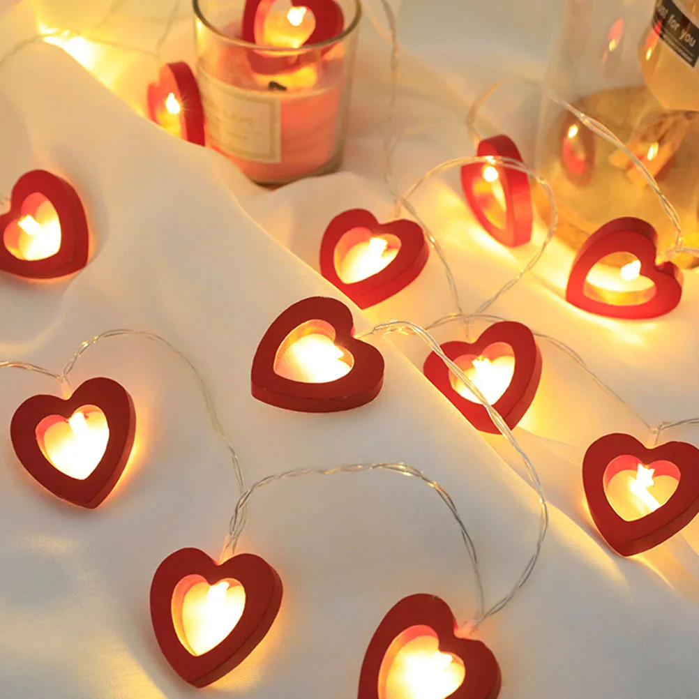 20LED عيد الحب LED الجنية سلسلة ضوء الخشب القلب بالطاقة شكل قلب سلسلة ضوء 3 متر حفل زفاف عيد الحب