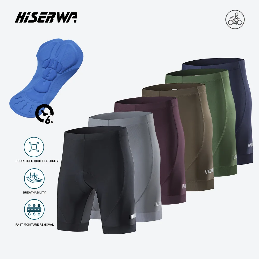 Hiserwa Men's Cycling Shorts 3D Padded Bike Shorts Breathable High Elastic Bicycle Riding Shorts Quick Dry MTB Cycling Tights