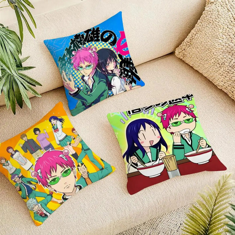 Disastrous Life S-Saiki K Cushion Cover Linen Square Pillow Case Naturally Durable Hypoallergenic Gentle On Sensitive Skin