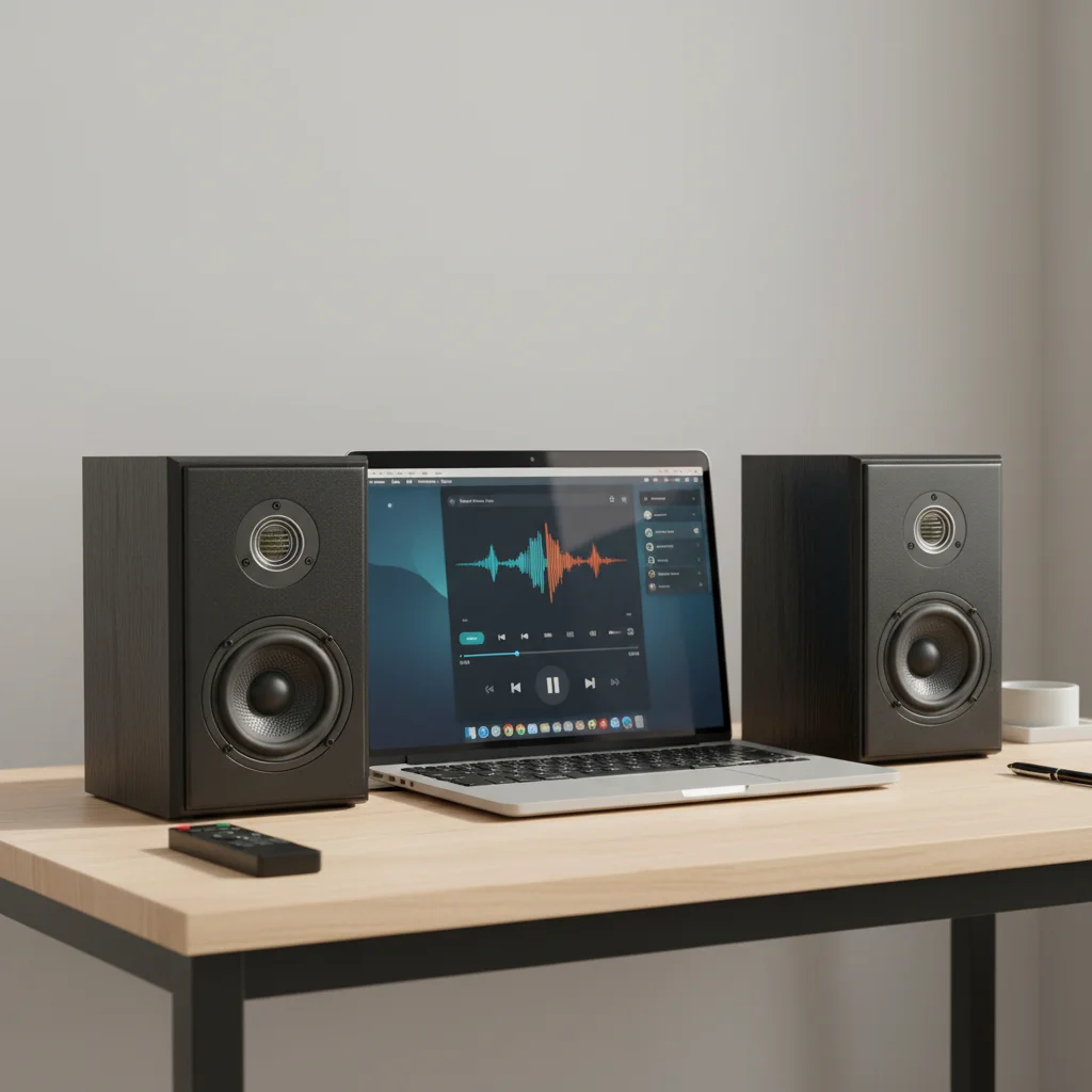 Samtronic  Powered Studio Speakers 60W Active Studio Bookshelf Speakers 2.0 Black Sound System with ATM Tweeter