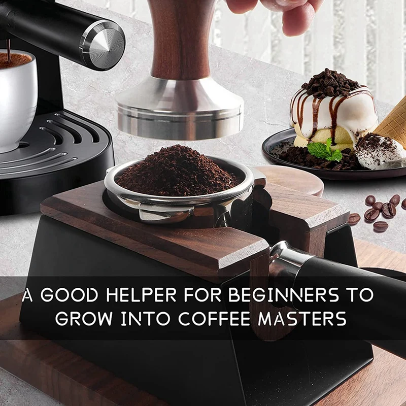 51Mm Portafilter 3 Ears, Stainless Steel,51Mm Bottomless Portafilter With Wood Handle And Filter Basket