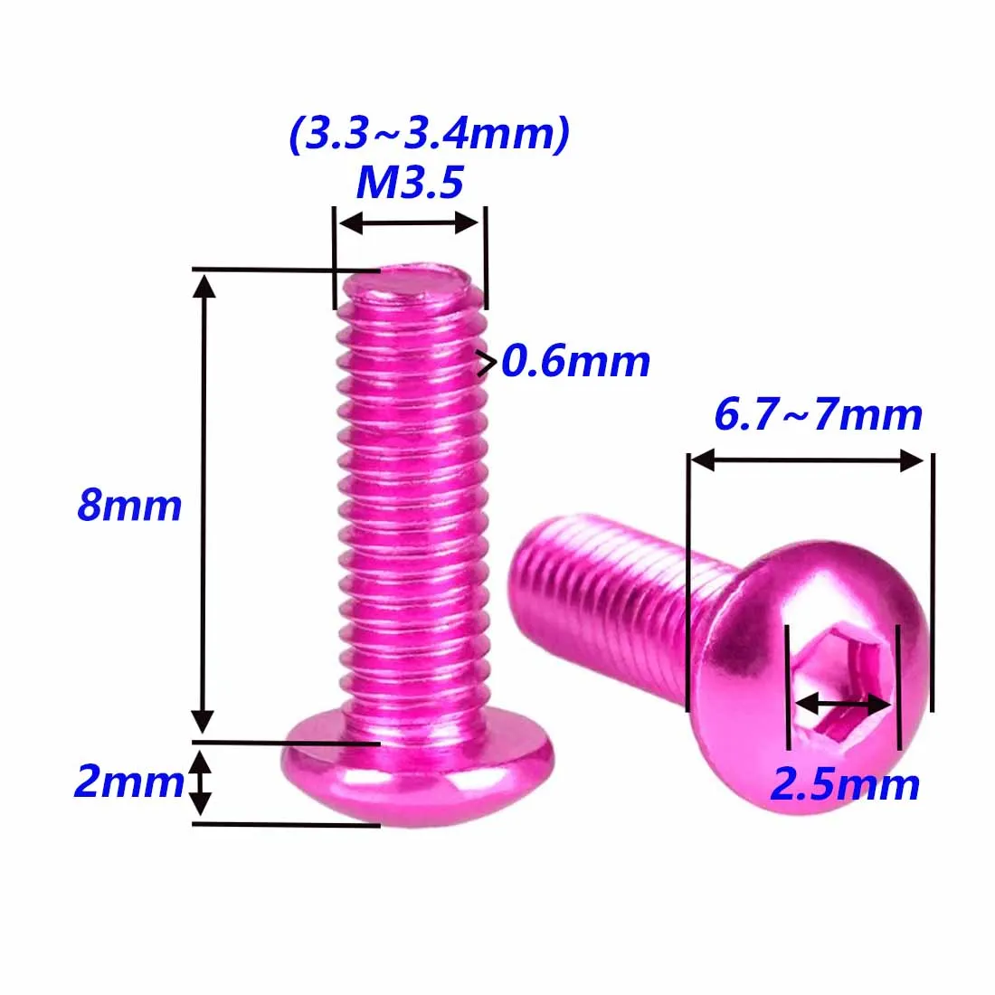 

Aluminum Button Head Screw M3.5x6/8/10/12/16/20 Colourful 7075 Aluminum Hex Socket Round Head Screw