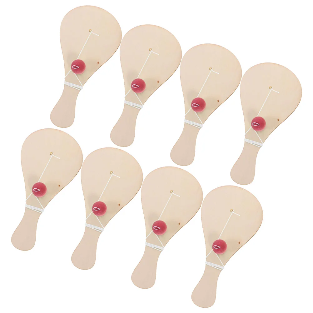 

8 Pcs DIY Graffiti Paddle Ball Wooden Racket Decorating Classic Paddleball Game Toy Toys