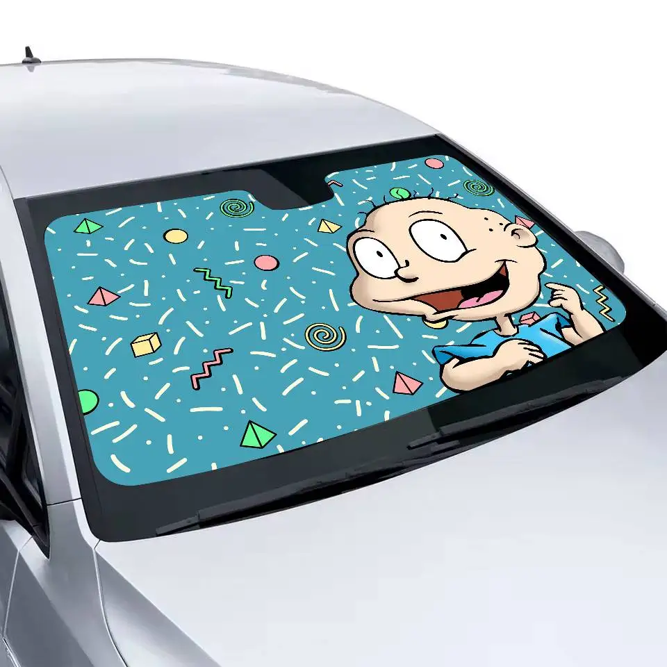 Pare-soleil de voiture mignon R-RUGRATS de dessin animé drôle, Protection Anti-UV, pare-soleil avant, protecteur de refroidissement pour l'intérieur du véhicule