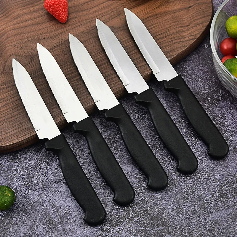 12PCS Schwarz Obst Messer Küche Messer Professionelle Kochmesser Sharp Tragbare Küche Utensil Messer Peeling Anti-rost Anti-stick