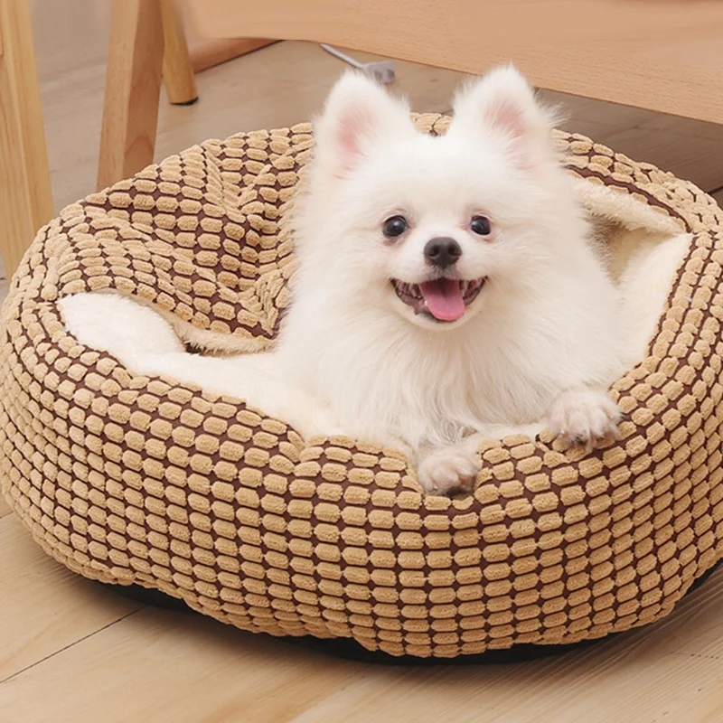 سرير كلب صغير، سرير مريح للقطط مقاس 23.6 بوصة، سرير جرو مستدير للكلاب الصغيرة أو القطط قابل للغسل، جزء سفلي مضاد للانزلاق