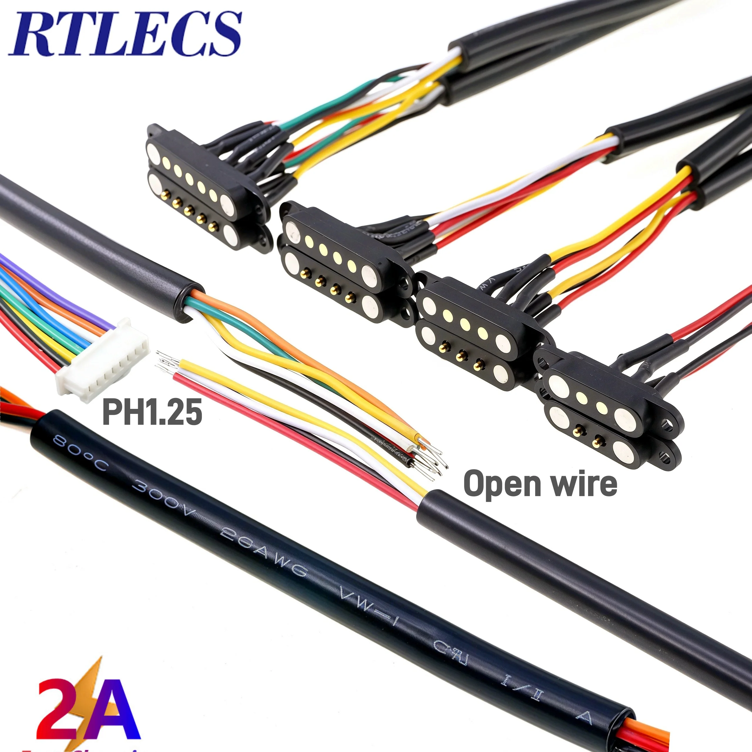 1/3/5 Paar federbelastete männlich weiblich 2,54 mm Rastermaß 2P 3 4 5 6 7 8 9 Pole Durchgangslöcher PCB BTB Stecker 2A DC magnetischer Pogo Pin – Detail 3
