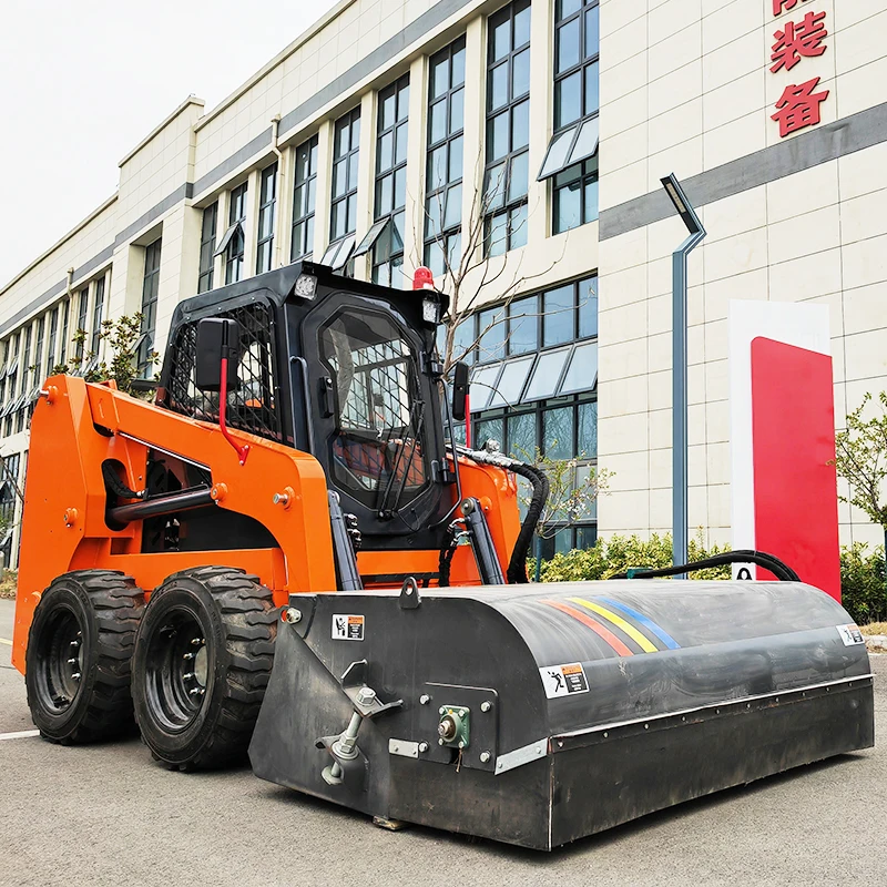 Mini Skid Steer Loader 23HP Hydraulic Wheeled Skid Loader With 4 In 1 Bucket Attachment