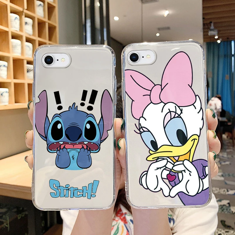 Stitch Mickey Minnie Mouse Daisy Donald Duck Stitch for iPhone SE 2022 2020 Phone Case Transparent iPhone7 6 6S 7 8 Plus Cover