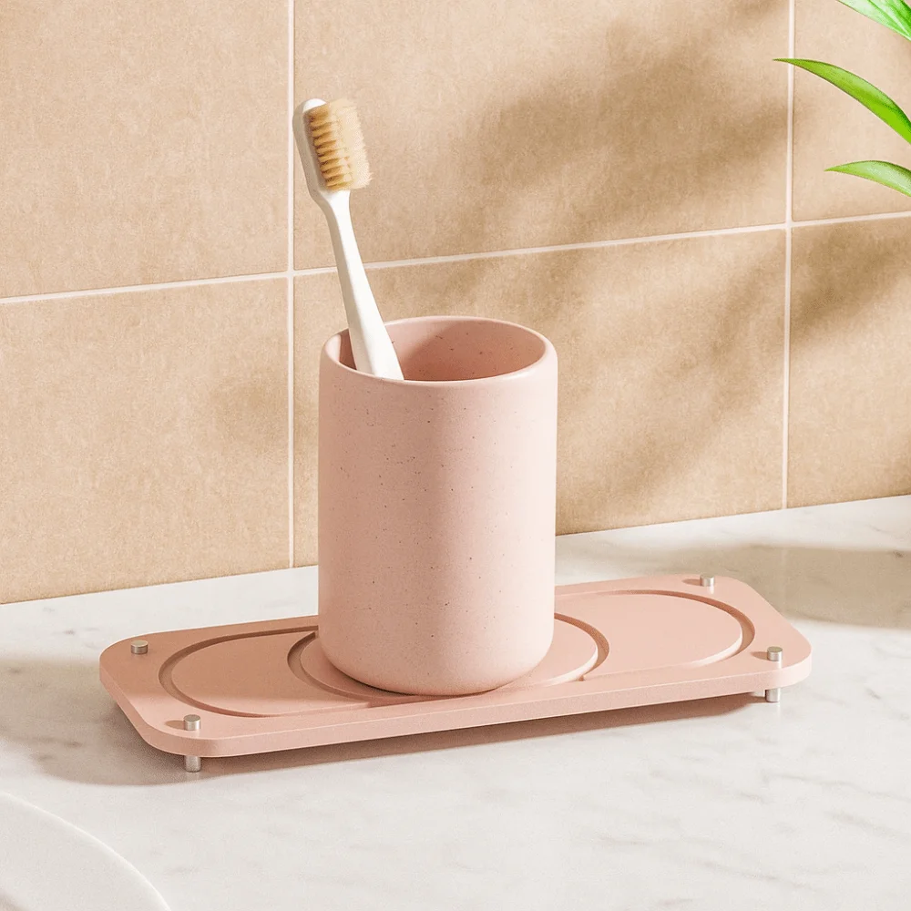 

Water Absorbent Diatom Mud Drying Mat Non-Slip Metal Feet Toothbrush Holder Modern Fast Drying Diatom Mud Coasters for Home