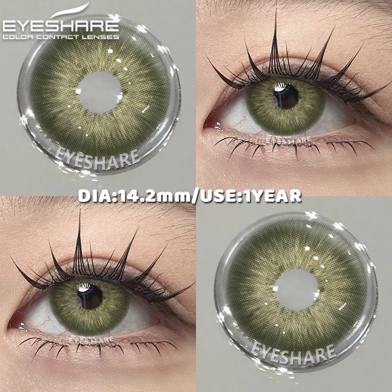 EYESHARE Natürliche farbige Schüler für Augen, 1 Paar schwarze Linsen, kosmetische blaue Schönheitslinsen, graue Augenkontaktlinsen, grüne Colorcon-Linse