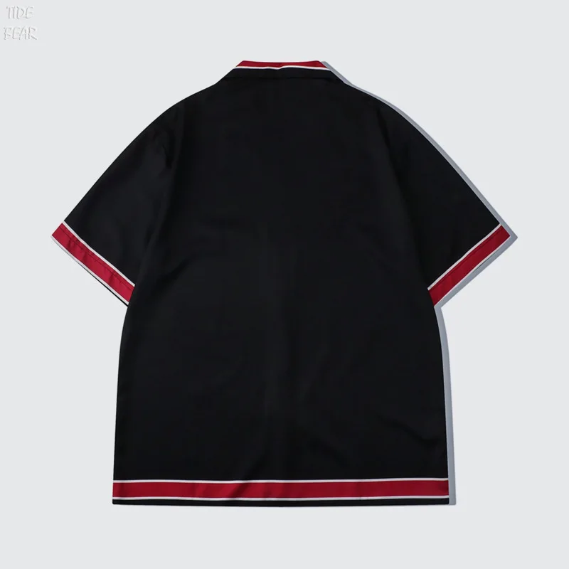 Spring summer men's fashion brand street digital print polyester youth baggy lapel shirt shorts set