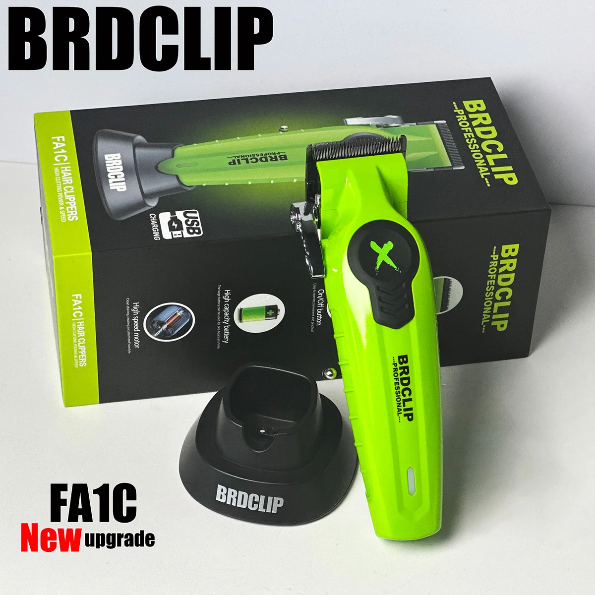 BRDCLIP  X Series FA1C Professional Barber Hair Clipper 7500RPM High Speed DLC FADE Blade Electric Trimmer With Base Charger