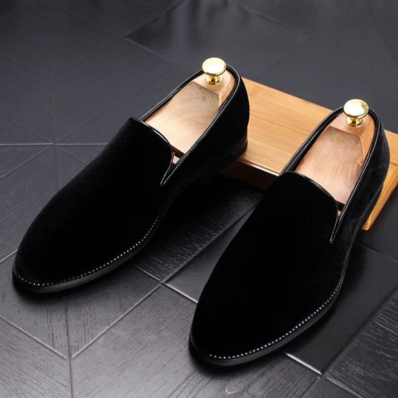 men breathable loafers soft velvet leather shoes evening prom dress slip-on driving shoe British style young gentleman footwear