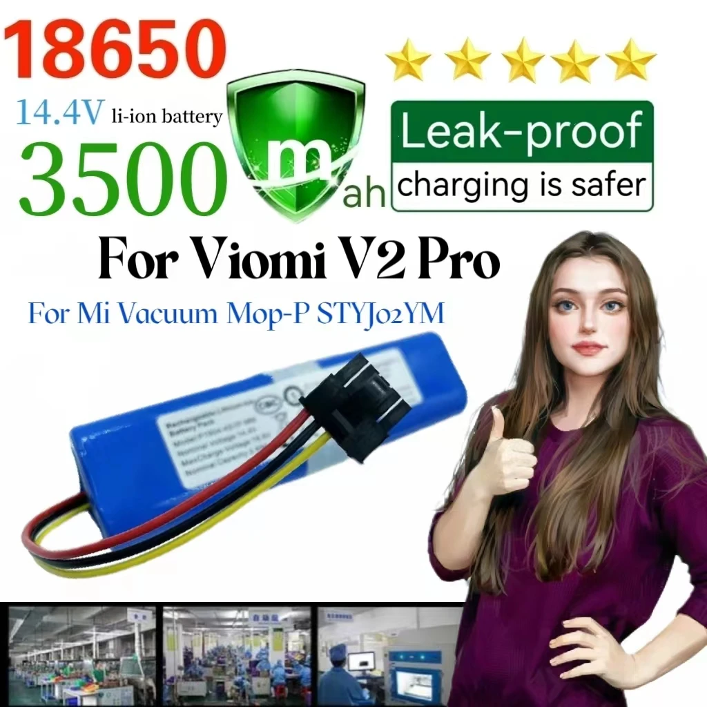 18650 Lithium Battery 14.4V 2600mAh For Viomi V2 Pro V-RVCLM21B and Mi Vacuum Mop-P STYJ02YM Robot Vacuum Replacement Battery