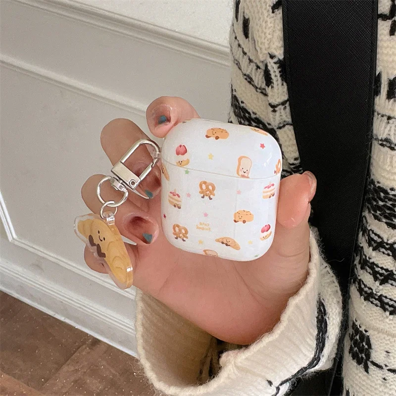 Cute Croissants Earphone Case For Apple Airpods Pro 2 3 4 Cover Kawaii Silicone Headphone Charging Cases For Apple Airpod 4 Capa