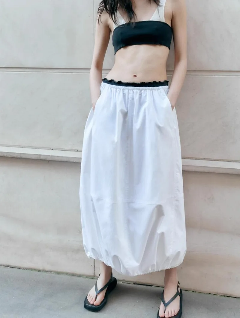 

Miiiix 2024 Summer New White Fashion Half Skirt Women's High Waist Slim Leisure Long Versatile Half Skirts Female Clothing