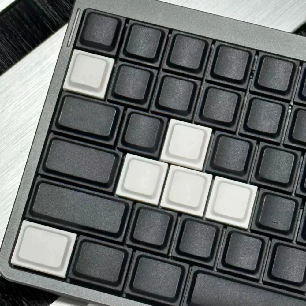 LAK Low Profile Keycaps Set Costom No Carving Black White Gery Artisan Key Caps for 75% Mechanical Keyboard Gaming Accessories view 2