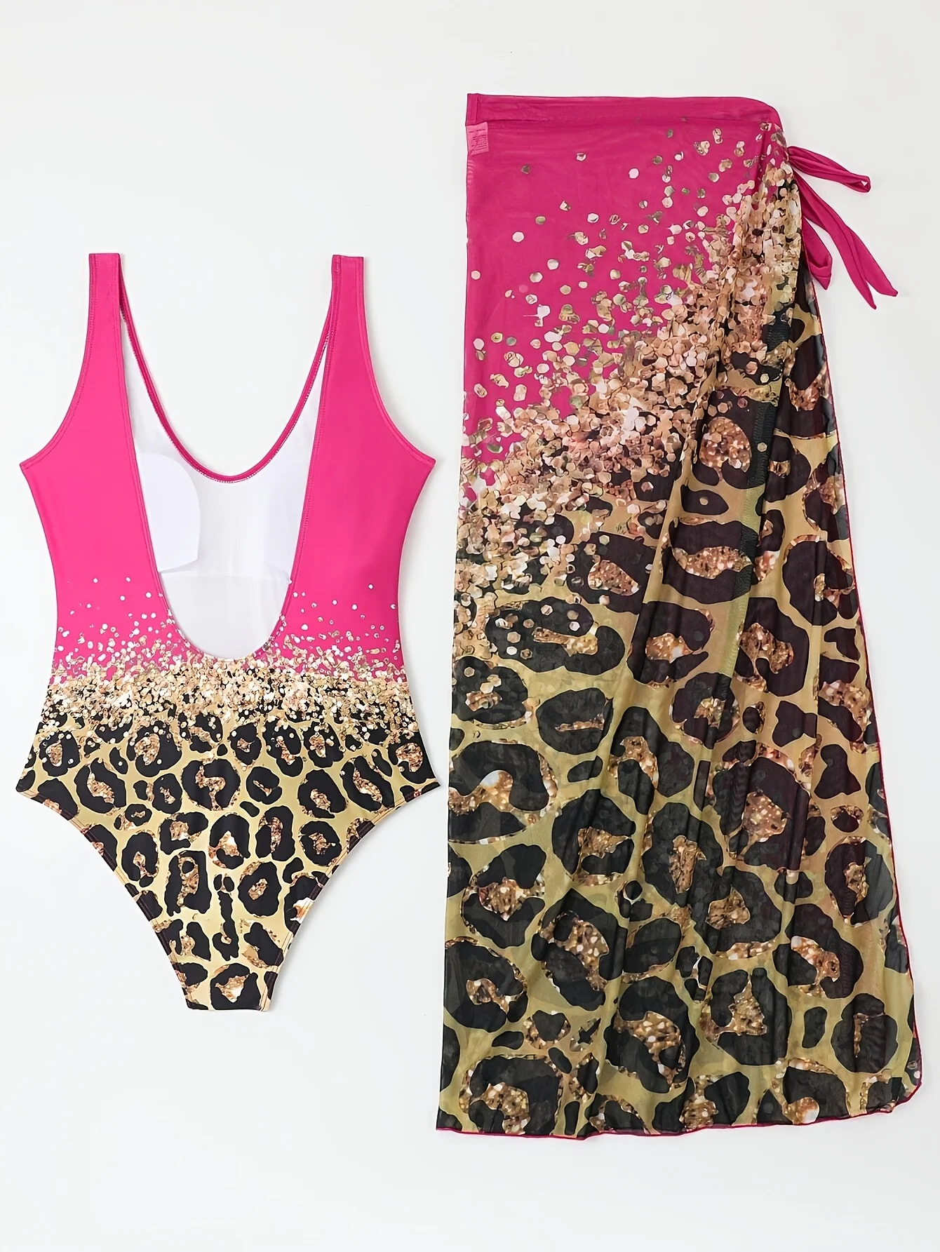 2026 novas roupas de moda sexy feminina rosa leopardo impressão maiô praia proteção solar casual água jogar elegante beachwear