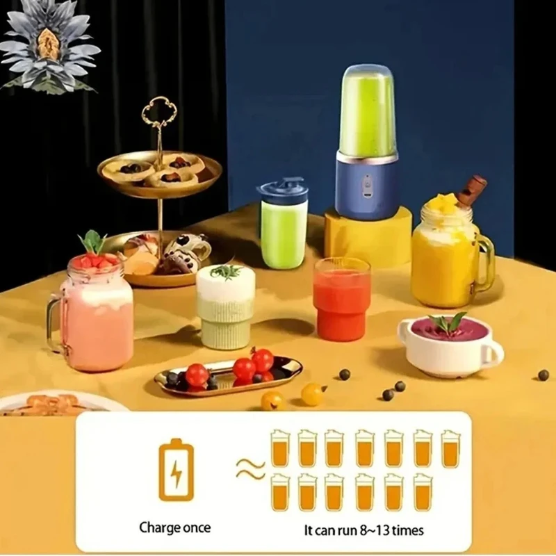 Draagbare elektrische sapcentrifuge, multifunctionele sapcentrifuge met dubbele kop, fruitblender, milkshake, oplaadbare USB-blender, smoothiemaker