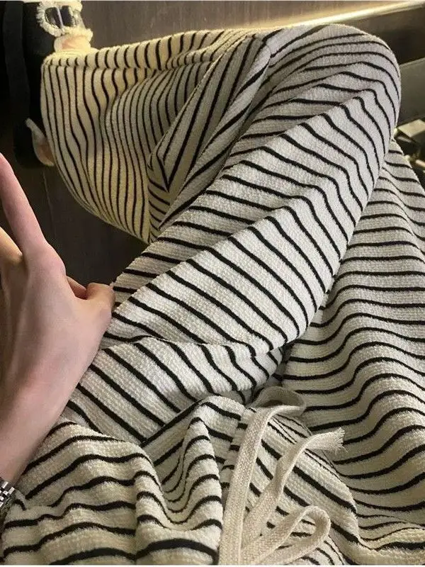 Pantaloni a gamba larga a righe a vita alta Pantaloni casual dimagranti taglio dritto da donna Primavera Estate Nuovo Sle Artistico Pendolarismo Sle