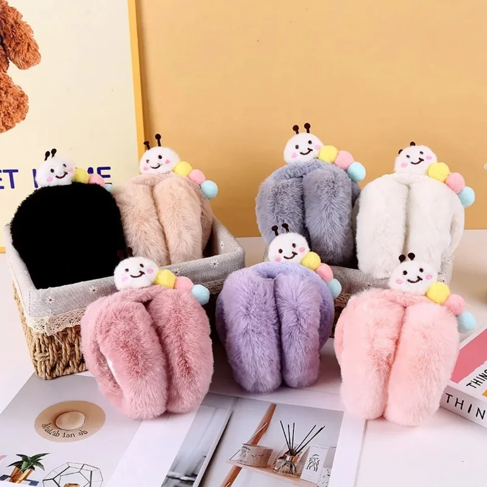 Cute Caterpillar Foldable Earmuffs Cold Protection Soft Plush Earmuffs Winter Accessories Keep Warm Ear Cover Student