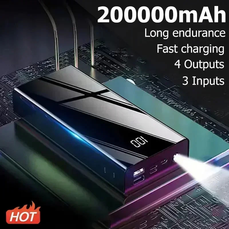 200000 mAh Power Bank o dużej pojemności LCD PowerBank bateria zewnętrzna USB przenośna ładowarka do telefonu komórkowego do Samsung Xiaomi Iphone