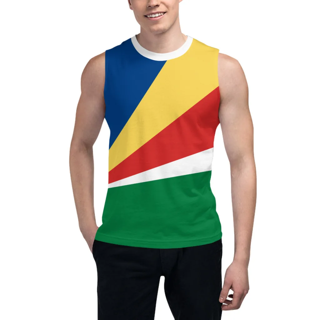 Sleeveless T-shirt Seychelles Flag 3D Men's Boys Tshirt Gyms Tank Tops Fitness Joggers Basketball Training Vest