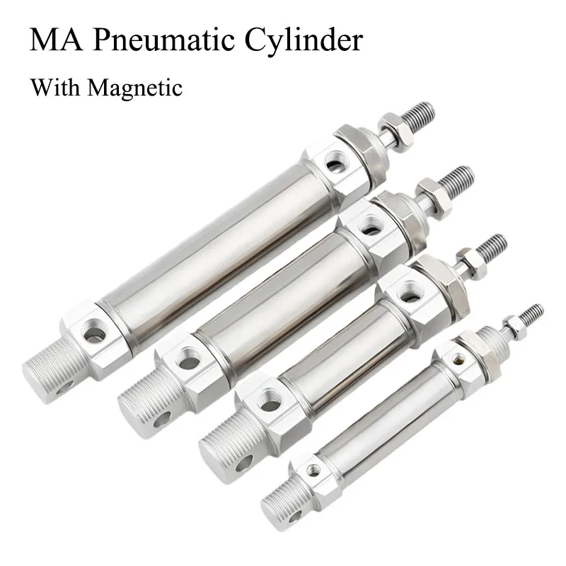MA Stainless Steel Mini Pneumatic Cylinder MA16 20 25 32 40 Air Pressure Cylinder Double Acting Stroke25 50 75 100 150 200 250mm