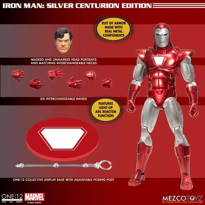 

100% Original MEZCO One:12 Iron Man Silver Centurion Edition Action Figures Collection Model Toys Figure Gifts In Stock