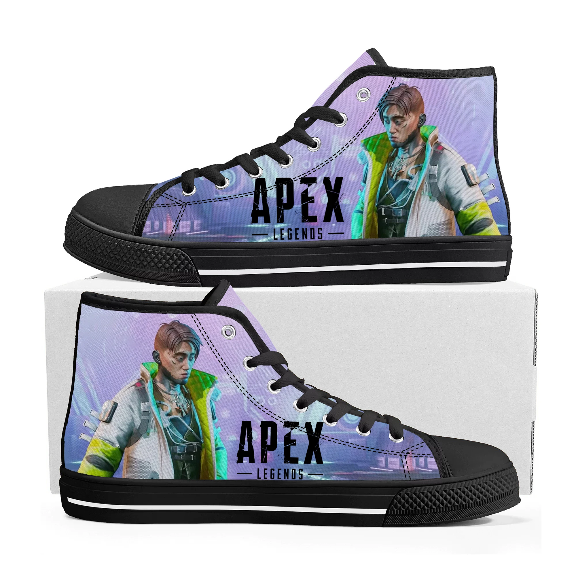 Cartoon Game Apex Legends Crypto High Top Sneakers Mens Womens Teenager High Quality Canvas Sneaker Custom Built Couple Shoes