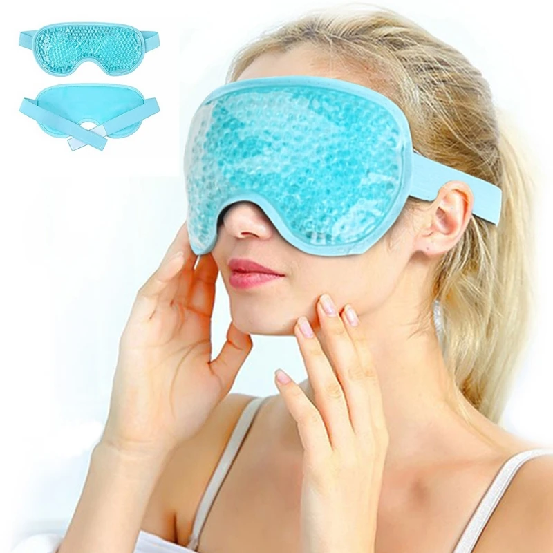 Cooling Ice Gel Eye Mask Reusable Eyemask Sleeping Mask with Plush Backing for Headache Puffiness Migraine Stress Drop Shipping