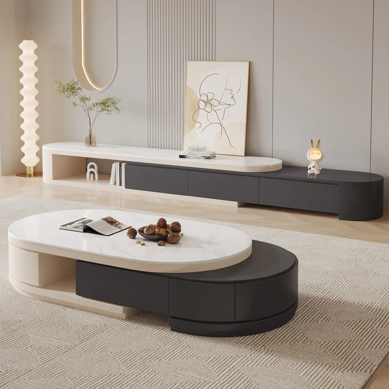 Nordic Premium Tv Stand Aesthetic Trendy Living Room Retractable Tv Stand Elegant Unique Meuble Télévision Salon Home Furniture